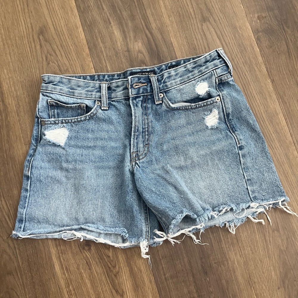 Lucky Brand Blue Jean Shorts Distressed Cut-Off